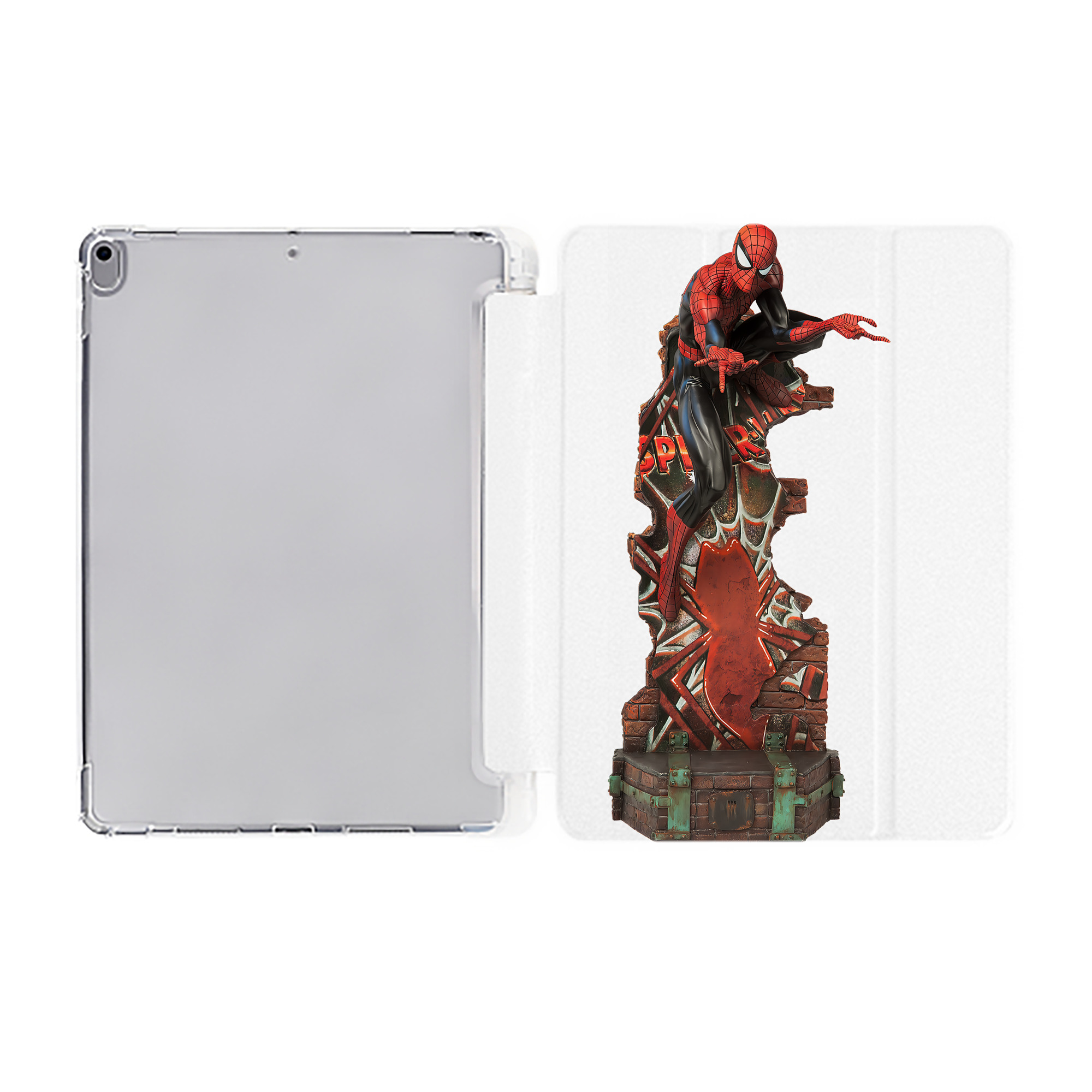（画像用） Spider Man スパイダーマン IPad ケース ペン収納付き 三つ折りスタンド PUレザー×シリコン 対応機種9.5/10.5/10.9インチ